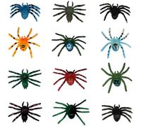 Doyomtoy Modelos de acción de araña, 12 Piezas de Juguetes de araña realistas Figuras de araña Decoraciones de araña de Halloween para parodias de Accesorios de Halloween, Fiestas, Decoraciones
