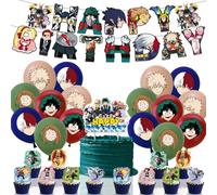 Doyomtoy My Hero Academia Tema Decoración de Fiesta, Pancarta de Feliz Cumpleaños, Decoración para Magdalenas, Globos de Stitch, Decoración de Fiesta para Niños Accesorios de Fiesta de Cumpleaños