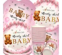 Doyomtoy Oso Decoracion Cumpleaños para Niños Vajilla de Cumpleaños Oso de Peluche Decoraciones de Cumpleaño Platos Tazas Servilletas de Fiesta para Baby Shower Cumpleaños 20 invitados