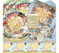 Doyomtoy Princesa Vajilla de papel Set Platos de papel para servilletas para fiesta temática Alice Baby Shower Decoraciones Fiesta de cumpleaños 20 personas