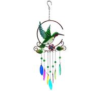 Doyomtoy Timbre eólico Colibrí 7 colores colgante de cristal, decoración interior para patios, campanillas de viento conmemorativas para madres jardín patio patio decoración del hogar