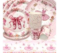 Doyomtoy Vajilla para Fiesta de Ballet Princesa Fiesta Temática Decoraciones de Cumpleaño Bailarina Platos Tazas Servilletas para Baby Shower Niña Cumpleaños 20 invitados