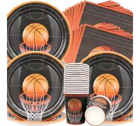Doyomtoy - Vajilla para fiesta de baloncesto (60 piezas, diseño de cumpleaños para niños, incluye platos de papel, vasos de papel, toallas de papel, vajilla tema cumpleaños niños 20