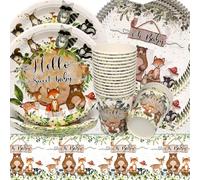 Doyomtoy Vajilla para Fiesta de Jungle Animals, 61 Piezas Decoraciones de Fiesta Cumpleaños de Animals Platos Servilletas Vasos para Baby Shower Cumpleaños