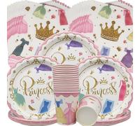 Doyomtoy Vajilla para Fiesta de Princesa,60 Piezas Fiesta Temática Princesa Decoraciones de Cumpleaño Platos Tazas Servilletas,Para Niñas Fiesta de Cumpleaños Baby Shower