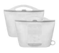 DOYOQI Paquete de 2 bolsas esterilizadoras de vapor de silicona para microondas, bolsas de vapor reutilizables de 1,5 L para el hogar y viajes, bolsa de silicona para biberones, accesorios, color gris