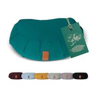 #DoYourYoga Cojín de Media Luna Ganesh con cáscaras de Trigo sarraceno orgánico(KBA) Funda Lavable 100% algodón, 45 x 30 x 14 cm, meditación & Yoga - Verde Oscuro