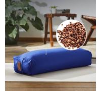 #DoYourYoga Yogabolster Rectangular Paravati con Cáscaras de Trigo Sarraceno Orgánico - Cojín de Meditación, Yin Yoga & Pilates - Funda Lavable Algodón 100% - 67 x 13 cm/Azul Marino