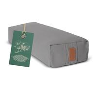 #DoYourYoga Yogabolster Rectangular Paravati con Cáscaras de Trigo Sarraceno Orgánico - Cojín de Meditación, Yin Yoga & Pilates - Funda Lavable Algodón 100% - 67 x 13 cm/Gris