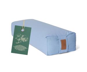#DoYourYoga Yogabolster Rectangular Paravati con Cáscaras de Trigo Sarraceno Orgánico - Cojín de Meditación, Yin Yoga & Pilates - Funda Lavable Algodón 100% - 67 x 13 cm/Azul Cielo