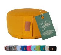#DoYourYoga Yogabolster Vishnu Redondo con cáscaras de Trigo sarráceno o espelta orgánica - Cojín de meditación, Yin Yoga y Pilates - Funda Lavable de algodón 100% - 30 x 15 cm