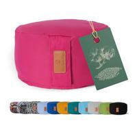 #DoYourYoga Yogabolster Vishnu Redondo con cáscaras de Trigo sarraceno orgánico - Cojín de meditación, Yin Yoga y Pilates - Funda Lavable 100% algodón - 30 x 15 cm/Rosa
