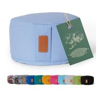 #DoYourYoga Yogabolster Vishnu Redondo con cáscaras de Trigo sarraceno orgánico - Cojín de meditación, Yin Yoga y Pilates - Funda Lavable 100% algodón - 30 x 15 cm/Lila