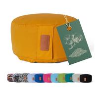#DoYourYoga Yogabolster Vishnu Redondo con cáscaras de Trigo sarraceno orgánico - Cojín de meditación, Yin Yoga y Pilates - Funda Lavable 100% algodón - 30 x 15 cm/Amarillo Curry