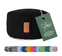 #DoYourYoga Yogabolster Vishnu Redondo con cáscaras de Trigo sarraceno orgánico - Cojín de meditación, Yin Yoga y Pilates - Funda Lavable 100% algodón - 30 x 15 cm/Negro