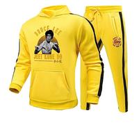 doyouwantmore Bruce Lee Tracksuit Casual Two Piece Set Kung Fu Arte Marcial Bruce Lee Sudadera con capucha impresa en 3D y pantalón para hombres Mujeres