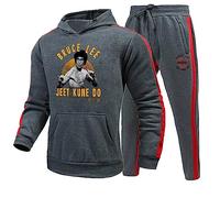 doyouwantmore Bruce Lee Tracksuit Casual Two Piece Set Kung Fu Arte Marcial Bruce Lee Sudadera con capucha impresa en 3D y pantalón para hombres Mujeres