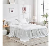 DOZ - Juego de sábanas de algodón orgánico 100 % certificado GOTS, tejido percal nítido, fibra larga, transpirable, acabado mate, estilo hotelero, duradero, 4 piezas, 2 fundas de almohada, 1 sábana