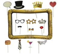 Dozer Marco de Fotos Inflable con 20 Accesorios Photo Booth Props Photocall Accesorios para el Fotomatón y un Marco Hinchable - 80 x 60cm - para Fiestas Cumpleaños Bodas Aniversarios y Nochevieja