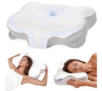 Dozion Almohada Cervicales y Cuello, Almohada Cervical Ergonómica de Espuma Viscoelastica, Almohada Ortopedica para Soporte de Cabeza/Cuello/Hombro, Dormir de Lado, Boca Arriba y Boca Abajo (Blanco)