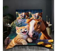 Dozrmey Edredón 135x200 | Caballo MarróN, Fabricado en Tejido de Microfibra Relleno de Algodón 200 gsm, Ideal para Habitaciones, con 2 Funda de Almohada J53-