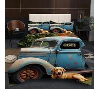 Dozrmey Edredón 135x200 | CamióN Azul y Perro, Fabricado en Tejido de Microfibra Relleno de Algodón 200 gsm, Ideal para Habitaciones, con 2 Funda de Almohada