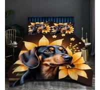 Dozrmey Edredón 135x200 | Perro MarróN, Fabricado en Tejido de Microfibra Relleno de Algodón 200 gsm, Ideal para Habitaciones, con 2 Funda de Almohada J83-