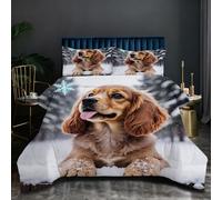 Dozrmey Edredón 180x200 cm | Perro MarróN, Tejido de Microfibra con Relleno de Algodón 200 gsm, Incluye 2 Fundas de Almohada 50x75 cm, Estampado 3D para el Dormitorio Principal J108-