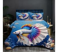 Dozrmey Edredón 240x260 | Pez Colorido, Peso 2.7 kg, Tejido de Microfibra con Estampado a Doble Cara, Relleno de Algodón 200 gsm, Incluye 2 Fundas de Almohada, para Dormitorios Modernos J174-