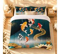 Dozrmey Edredón Cama 180, 240x260 cm, Carpa Azul, DW402 | con 2 Fundas de Almohada, 3 Unidades, Tamaño King, Suave y Ligero, Regalo para Cualquier Ocasión, para Mujer Hombre
