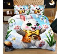 Dozrmey Funda Nórdica 200x200 cm Conejo Colorido, Incluye 2 Fundas de Almohada 50x75 cm, Tiras en Las Esquinas y Cierre Oculta, Ideal para Habitaciones de Invitados y Uso Diario O104