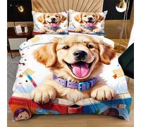 Dozrmey Funda Nórdica 200x200 cm Perro MarróN, Incluye 2 Fundas de Almohada 50x75 cm, Tiras en Las Esquinas y Cierre Oculta, Ideal para Habitaciones de Invitados y Uso Diario K280-