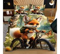 Dozrmey Funda Nórdica 240x260 Zorro Animado, Incluye Fundas de Almohada, con Correas en Las Esquinas para un Ajuste, Tejido Antiarrugas, Material Resistente y de Secado Rápido H260-