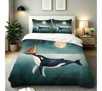 Dozrmey Funda Nórdica 260x240 Balena BLU, Juego de Ropa de Cama de Microfibra para Dormitorio, Funda Nórdica Cama 180 con Cremallera y Funda Almohada para Juvenil Adultos,AW7884