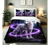 Dozrmey Funda Nórdica 260x240 Lobo Gris, Juego de Ropa de Cama de Microfibra para Dormitorio, Funda Nórdica Cama 180 con Cremallera y Funda Almohada para Juvenil Adultos, AE3438