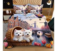 Dozrmey Funda Nórdica 3D 150x200 Globo AerostáTico, 2 Fundas de Almohada, Tiras en Las Esquinas para Fijar el Edredón, Fácil de Lavar y No se Decolora, Decora tu Hogar con Estilo O178