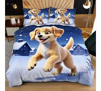 Dozrmey Funda Nórdica 3D 150x200 Perro MarróN, 2 Fundas de Almohada, Tiras en Las Esquinas para Fijar el Edredón, Fácil de Lavar y No se Decolora, Decora tu Hogar con Estilo O66
