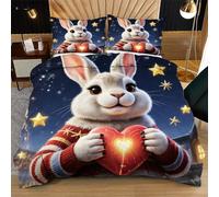 Dozrmey Funda Nordica Cama 105-200x200 cm Conejos de Colores, Juego de Ropa de Cama de Microfibra para Adolescentes Niños - 1 Funda de Edredón + 2 Funda de Almohada 50x75 S13