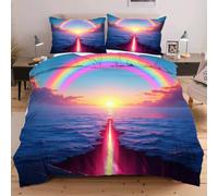 Dozrmey Funda Nordica Cama 105-200x200 cm Paisajes con Arcoíris, Juego de Ropa de Cama de Microfibra para Adolescentes Niños - 1 Funda de Edredón + 2 Funda de Almohada 50x75 cm,2