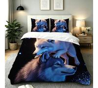 Dozrmey Funda Nórdica Cama 105 Lobo Gris, Juego de Ropa de Cama 150x200 con Cremallera para Decoración, Transpirable Juego de Cama de Microfibra con 2 Fundas de Almohada 50x75, AE3069
