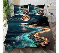 Dozrmey Funda Nórdica Cama 105 Océano Azul, Juego de Ropa de Cama 150x200 con Cremallera para Decoración, Transpirable Juego de Cama de Microfibra con 2 Fundas de Almohada 50x75,AQ789