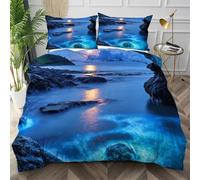 Dozrmey Funda Nórdica Cama 105 Roca Azul, Juego de Ropa de Cama 150x200 con Cremallera para Decoración, Transpirable Juego de Cama de Microfibra con 2 Fundas de Almohada 50x75,AW7185