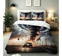 Dozrmey Funda Nórdica Cama 105 Tormenta Gris, Juego de Ropa de Cama 150x200 con Cremallera para Decoración, Transpirable Juego de Cama de Microfibra con 2 Fundas de Almohada 50x75, AE4503