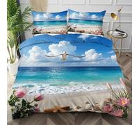 Dozrmey Funda Nórdica Cama 135 Aves Marinas Blancas, Ropa de Cama 200x200 3 Piezas con Cremallera y Lazos Internos, Suave al Tacto Funda de Edredón de Microfibra para Juvenil Niños Adultos,AQ610