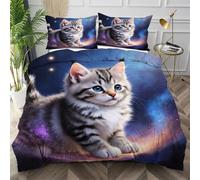 Dozrmey Funda Nórdica Cama 135 Gatito Gris, Ropa de Cama 200x200 3 Piezas con Cremallera y Lazos Internos, Suave al Tacto Funda de Edredón de Microfibra para Juvenil Niños Adultos,AQ2452