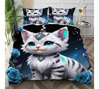 Dozrmey Funda Nórdica Cama 135 Tigre Blanco, Ropa de Cama 200x200 3 Piezas con Cremallera y Lazos Internos, Suave al Tacto Funda de Edredón de Microfibra para Juvenil Niños Adultos,AQ2428