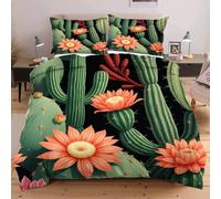 Dozrmey Funda Nordica Cama 150-220x240 cm Cactus Verde, Funda de Edredón Infantil de Suave Microfibra, Juego de Ropa de Cama con Cremallera y 2 Funda de Almohada 50x75 cm,1