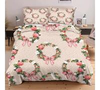 Dozrmey Funda Nordica Cama 150-220x240 cm Corona de Flores Rosas, Funda de Edredón Infantil de Suave Microfibra, Juego de Ropa de Cama con Cremallera y 2 Funda de Almohada 50x75 cm