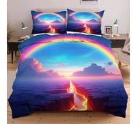 Dozrmey Funda Nordica Cama 150-220x240 cm Paisaje Arcoíris, Funda de Edredón Infantil de Suave Microfibra, Juego de Ropa de Cama con Cremallera y 2 Funda de Almohada 50x75 cm,1