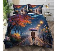 Dozrmey Funda Nórdica Cama 150 Camino Gris, Funda Nórdica 220x240 de Microfibra con Cremallera Oculta, Juego de Ropa de Cama Impreso 3D con 2 Fundas de Almohada para Dormitorio,AQ1805